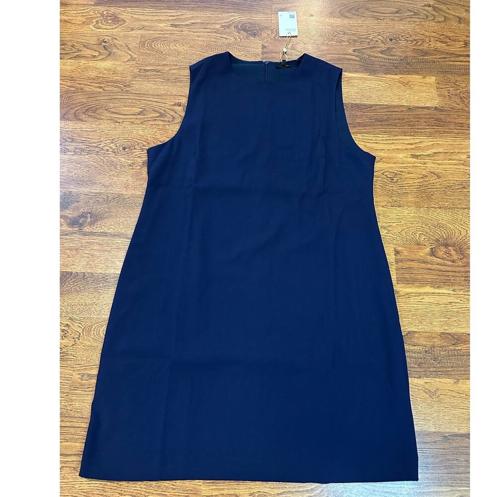 Quince Fluid Crepe Sleeveless Shift Dress Women's XL Navy NWT Minimalist Office